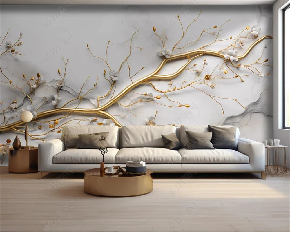 beibehang Customized latest modern new Chinese style flower bird flower sofa background with multiple materials of wallpaper