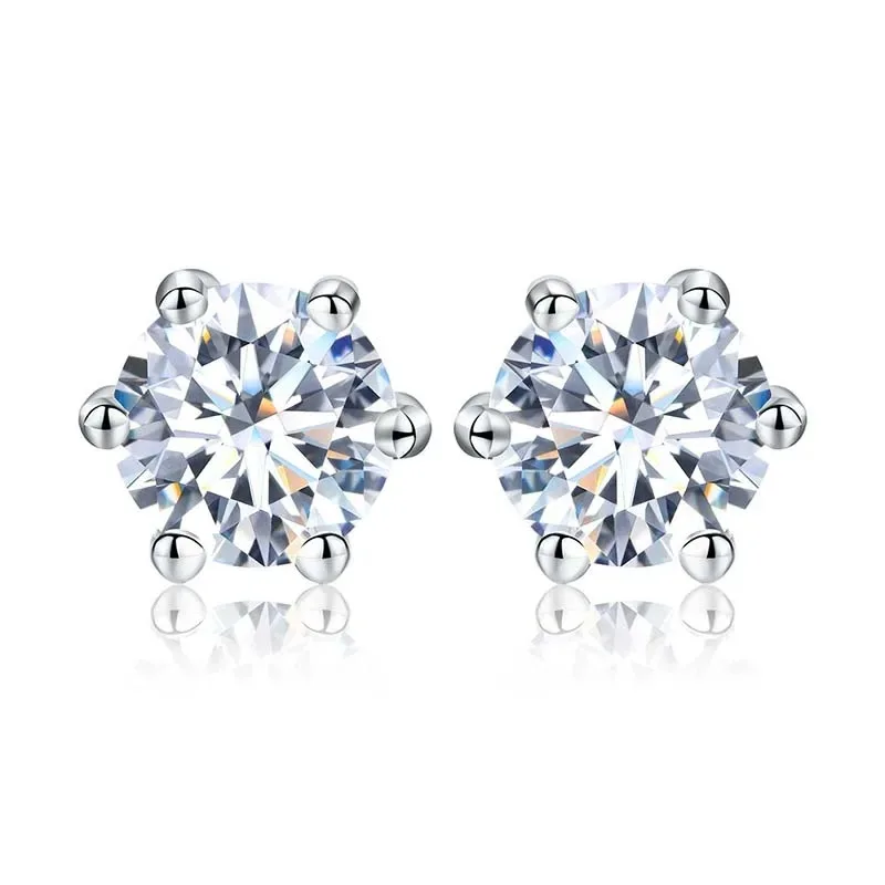 DWJ 1ct D Color Lab Created Diamond Certified Moissanite Stud Earrings For Woman 925 Sterling Silver Gold Plated Wedding Jewelry