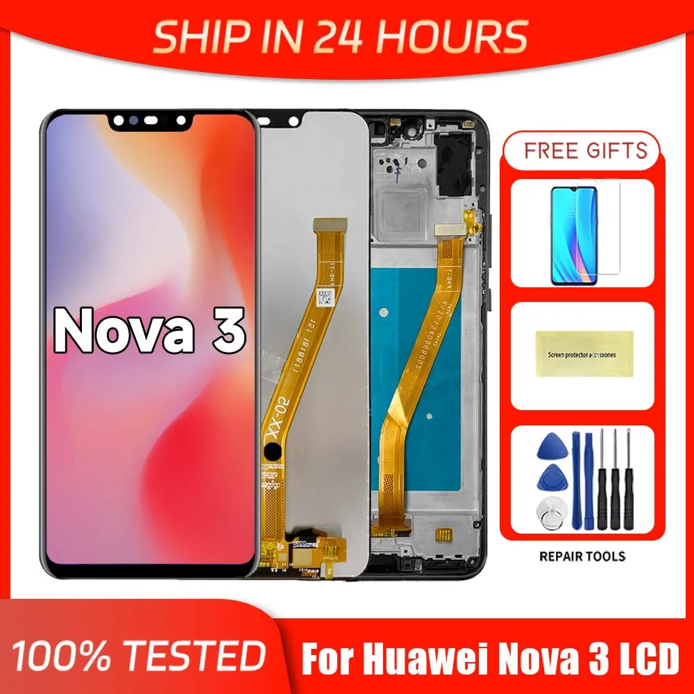 ЖК-дисплей с сенсорным экраном и дигитайзером в сборе для HUAWEI Nova 3 6,3 'для Nova 3 PAR-AL00 LX1M LX1 LX9 TL20