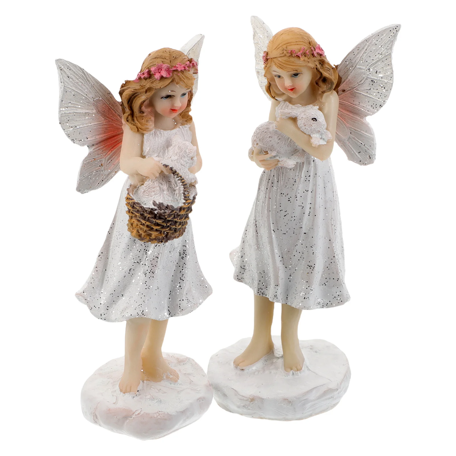 

2Pcs Angel Fairy Resin Sculpture Garden Statue Christmas Indoor Outdoor Flower Fairy Decoration Angel Figurines for Gardens