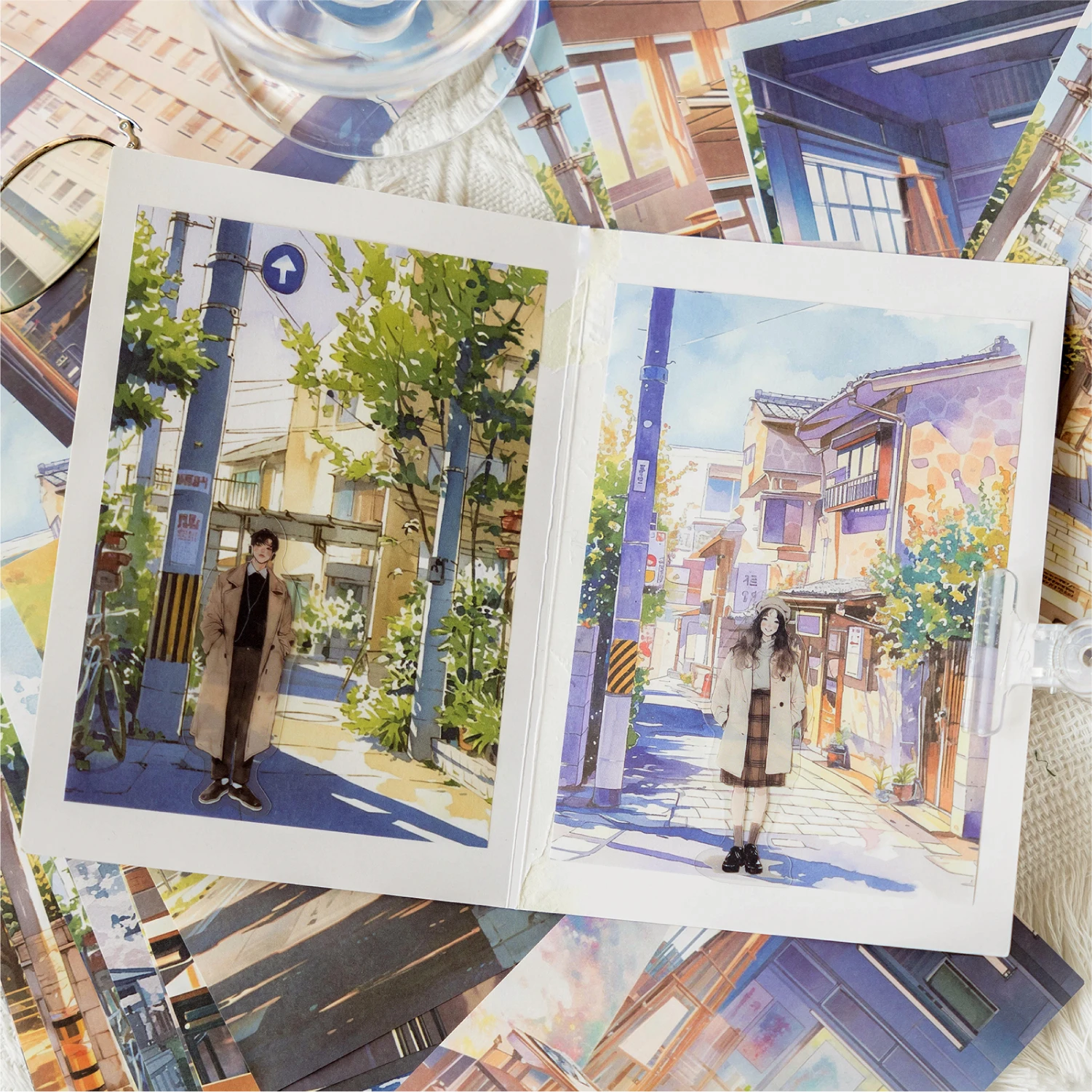 32 stks Japans landschap PET + papier stansen stickers DIY collage stickers snijmaterialen handgemaakte dagboek album