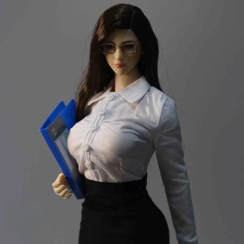 

1/6 Платье для куклы Bjd, черно-белая рубашка, облегающая юбка, черная чулок, женское платье, можно перемещать, одежда для украшения куклы