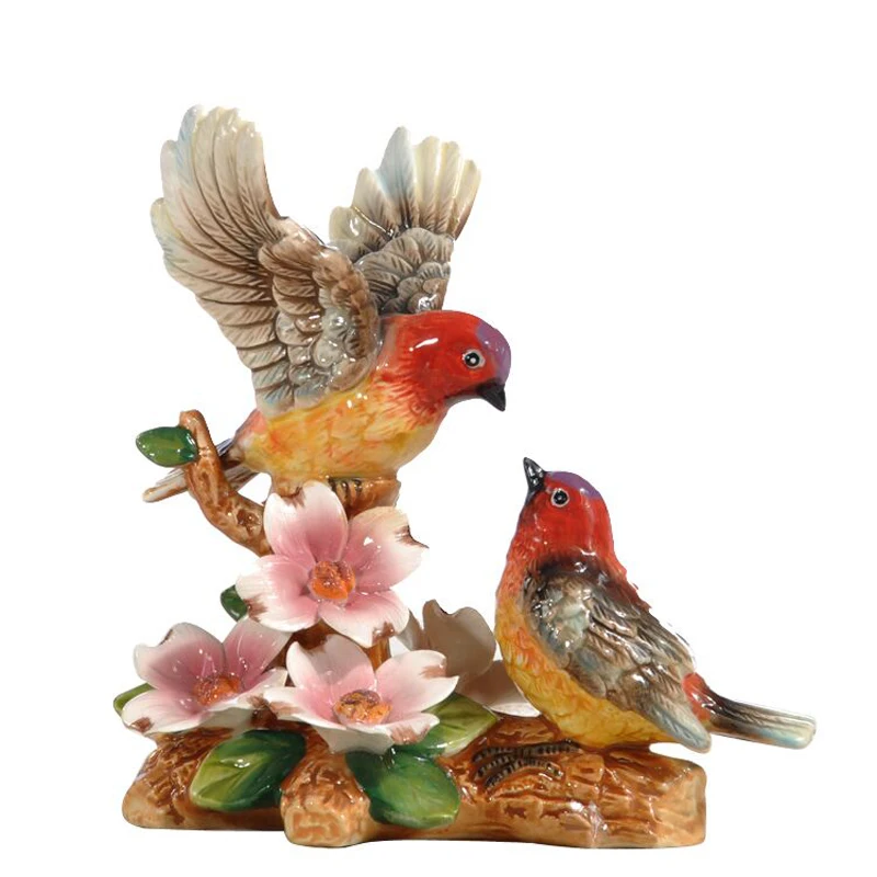 

Ceramic Flower and Bird Lovers Figurines, Home Decor, Garden Ornament, Room, Wedding Decoration Gift, Porcelain Animal Figurine