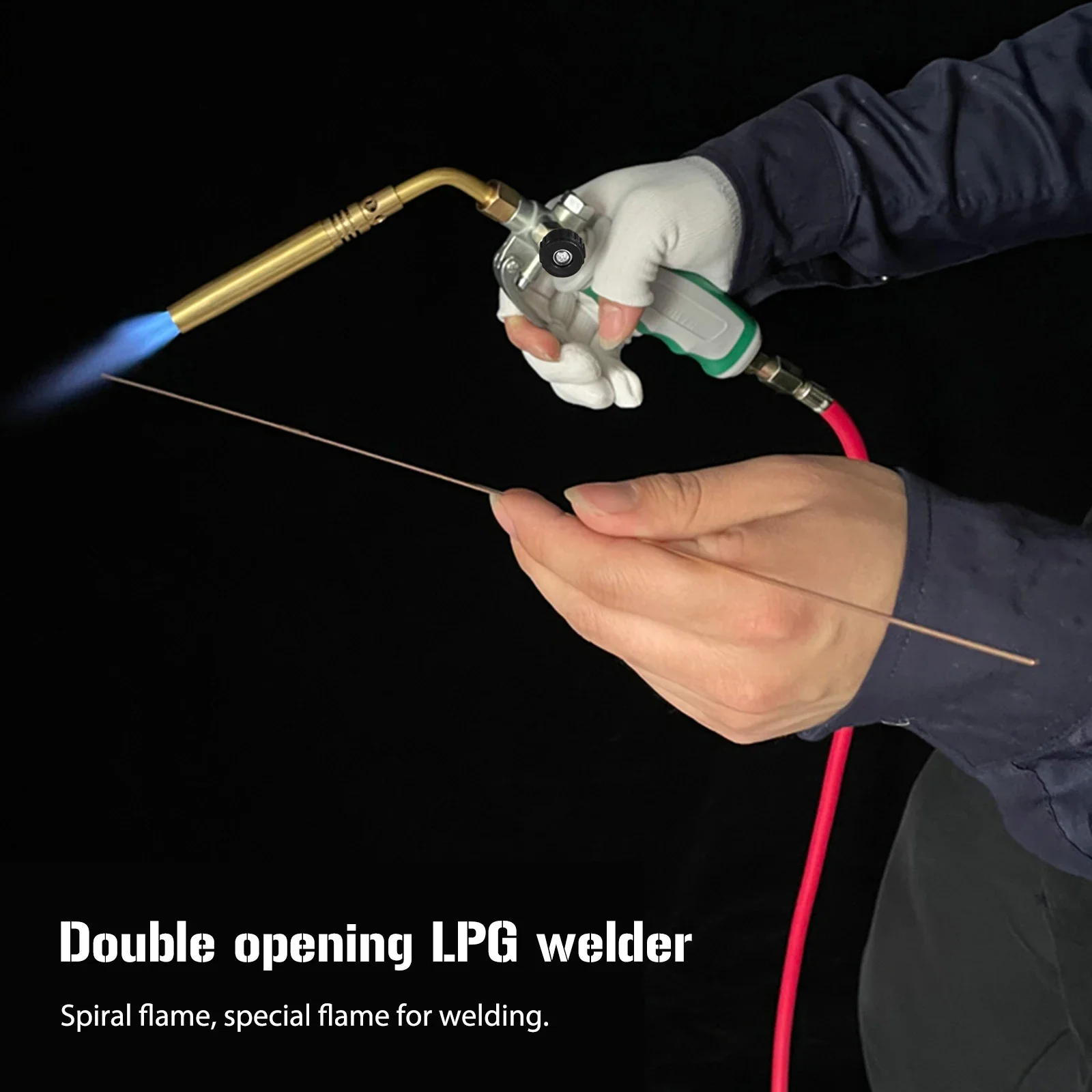 Liquefied Gas Welding Gun Double Switch Germany Style Soldering Torches Refrigeration Oxygen-Free Torches with 1.6m Rubber Hose