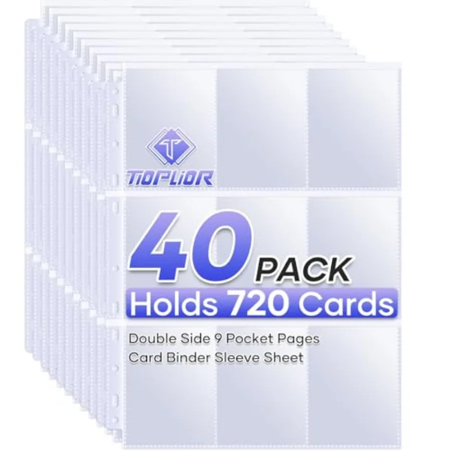 

Pack 9 Pocket Page Protectors, 720 Pockets Double Sided Card Holder Pages for a 3 Ring Binder, Card Protector Sheets Baseball C