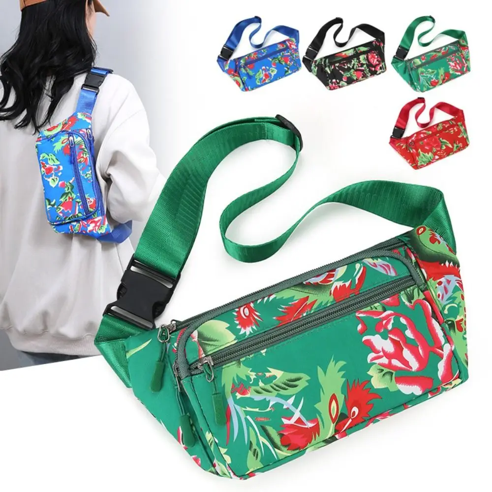 

Lightweight Waist Bags Casual Multifuntional Ethnic Print Crossbody Handbags Waterproof Sports Waist Packs Mobile Phone Bag