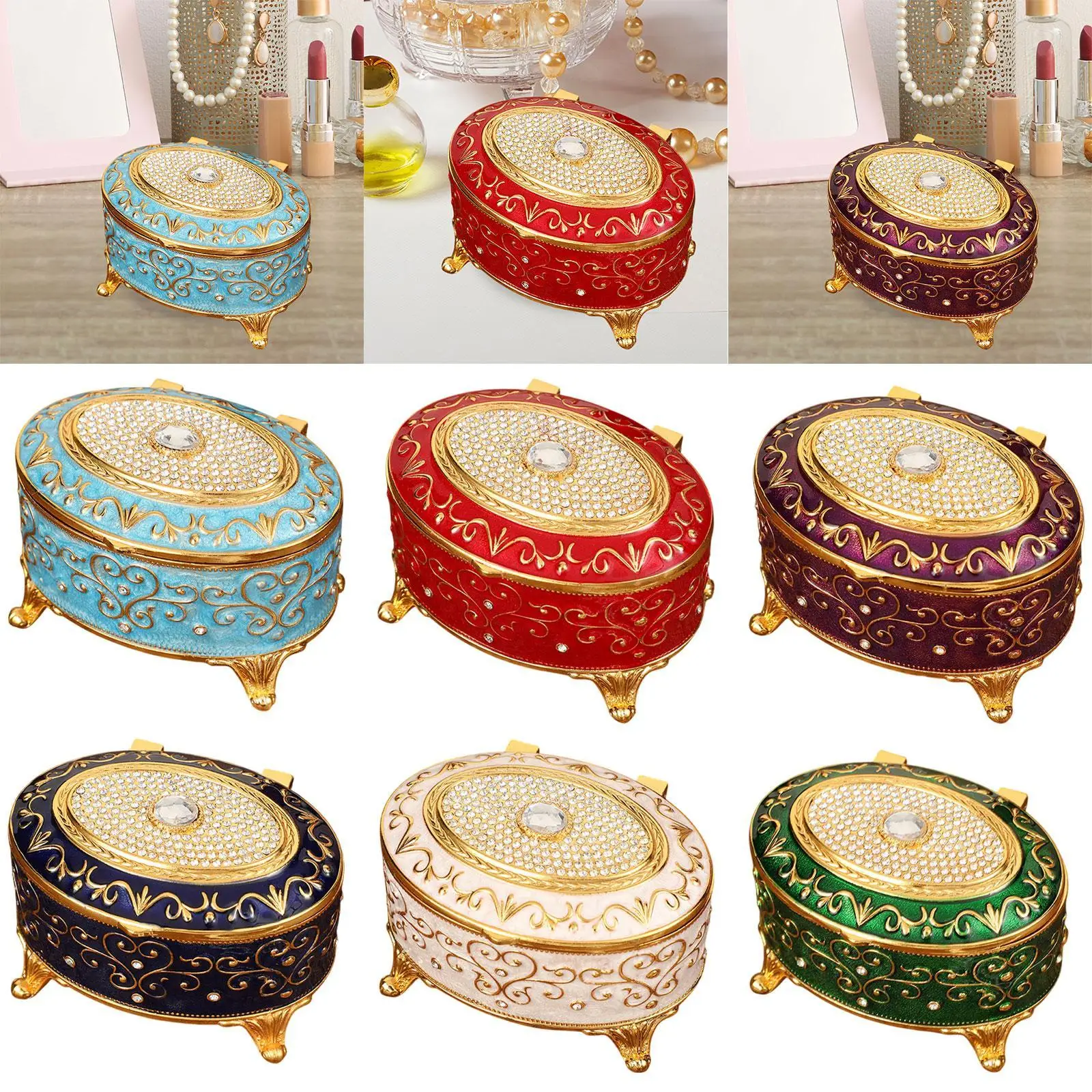 

Metal Jewelry Box Vintage Style Jewelry Case for Charms Pendants Earrings