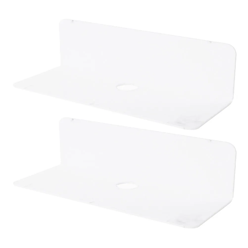 2Pcs Wall Storage Shelf No Drill Acrylic Floating Shelves for Security Camera Speaker Clock Router Bedroom Bathroom Kitchen