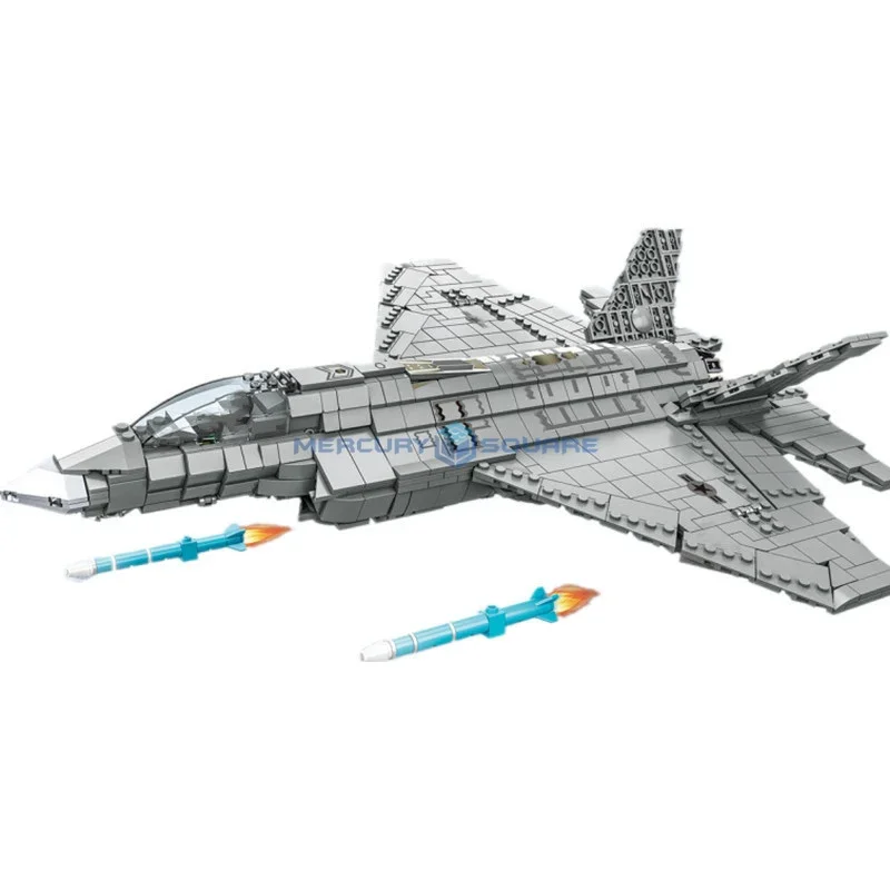 F35 Fighter Model Building Blocks MOC 9003 Modern Military Army Awacs Transport Vehicle Bricks High Tech DIY Toy Kids Boys Gift