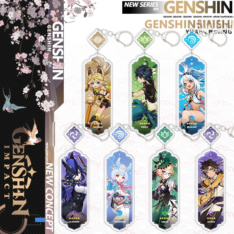 Genshin Impact Beelzebul Hu Tao Zhong Li Klee Yae Miko Paimon Popular Game Peripheral Long Acrylic Keychain Backpack Pendant