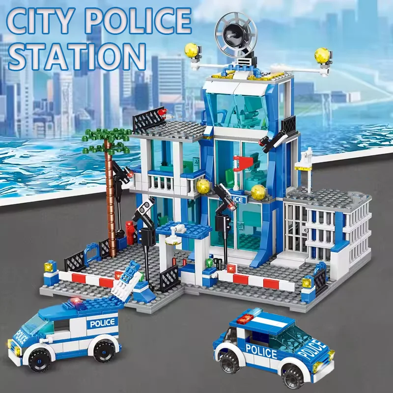 Poilce Station Model Assembly 760PCS High Difficulty DIY Building Block Model Toys Birthday And Christmas Gifts For Boy And Girl