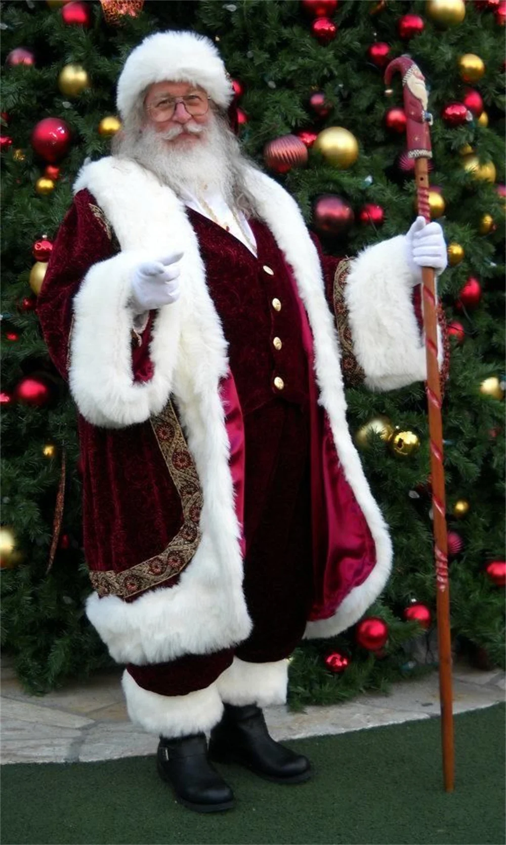 Deluxe Kerstman Kostuum Professioneel Kerstman Kostuum Kerstman Kostuums Volwassen Jas Vest Broek Hoed Outfit voor Mannen