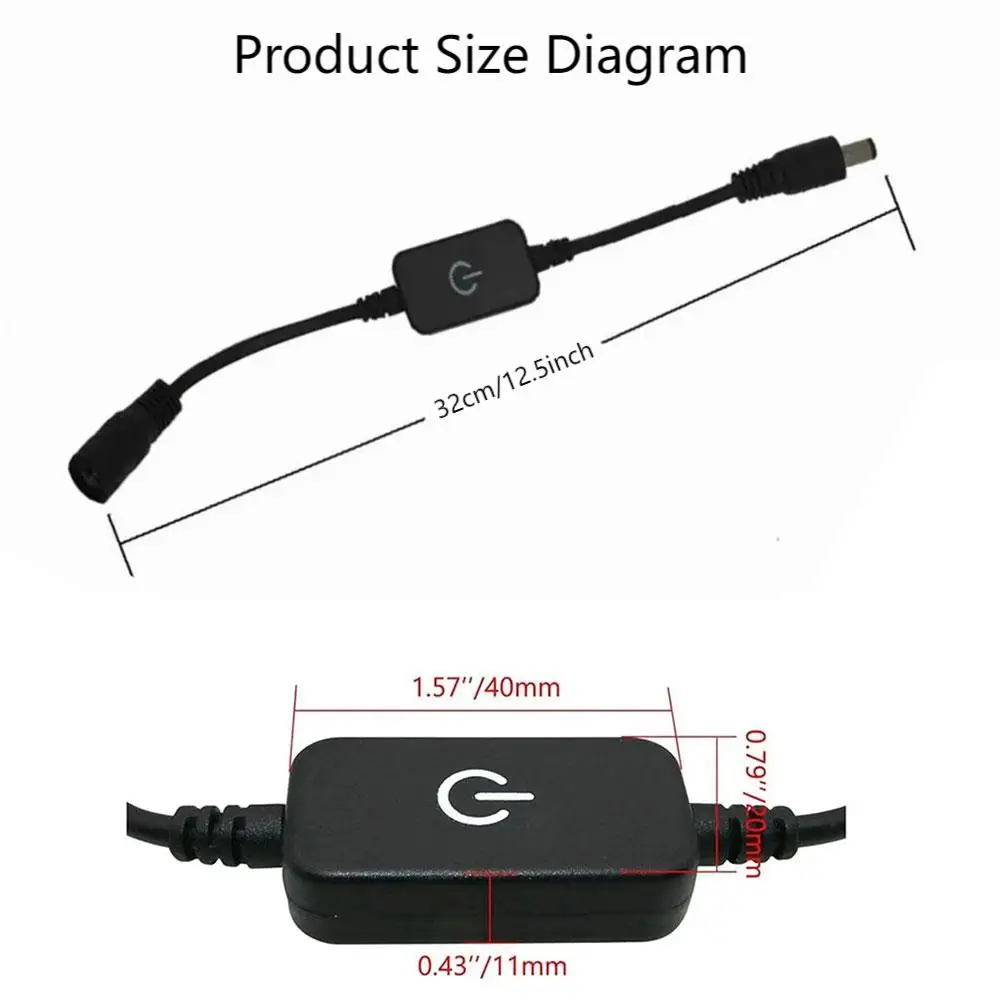 DC 12V 24V Touch Sensor LED Dimmer Female to Male LED Switch Controller Dimming 5.5*2.1MM For 12V 24V 5050 3528 LED Tape Light