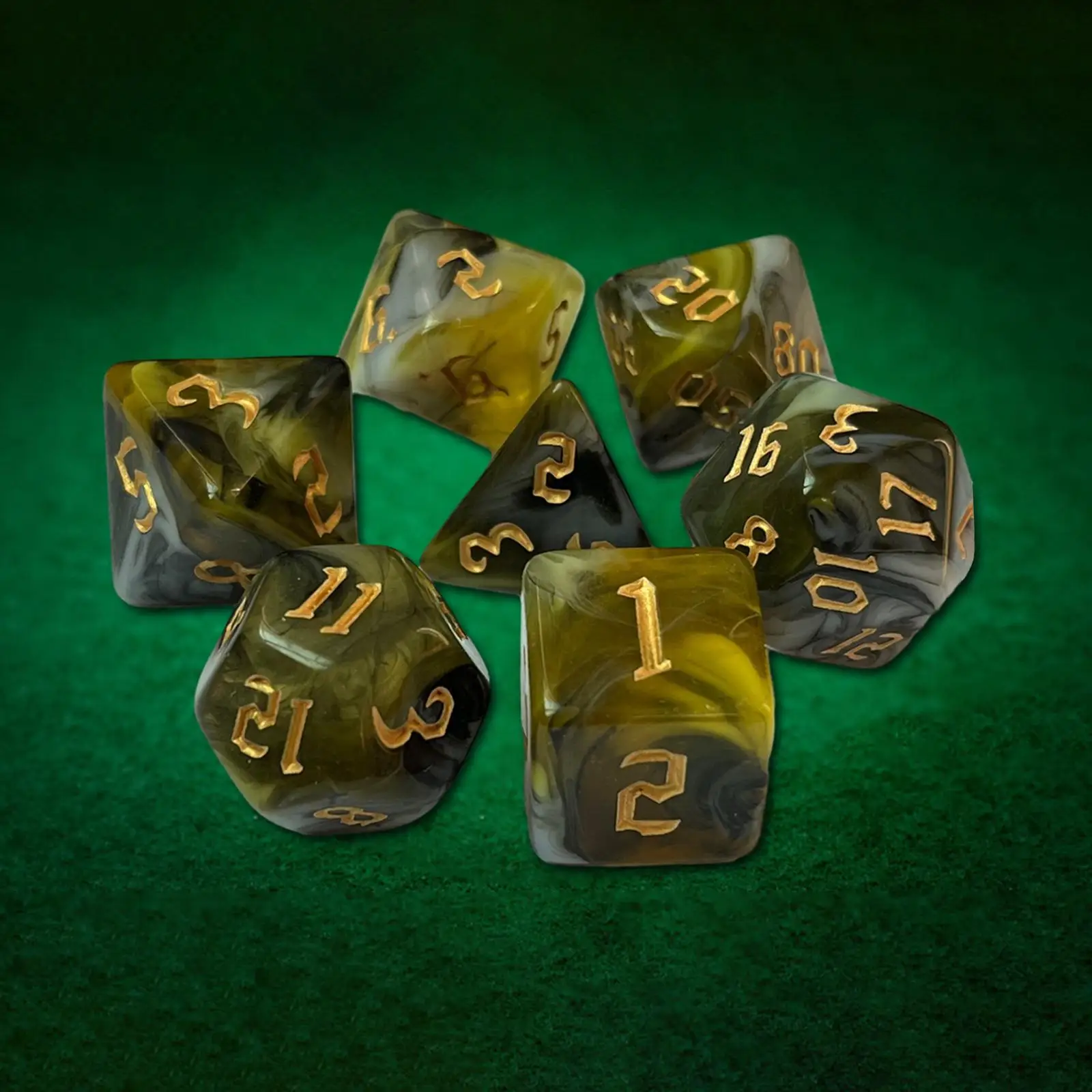 Dadi poliedrici multifaccia Set doppio colore Gioco di ruolo da sette pezzi Bomboniera per giochi di carte e apprendimento della matematica