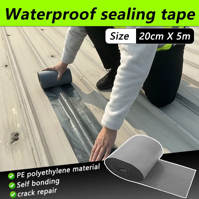 20cm (Width) * 5m (Length) Roof Waterproofing Tape, Sealing Strip for Repairing Cracks and Preventing Rust, Suitable for Sticking to Plastic and Metal Roofs.