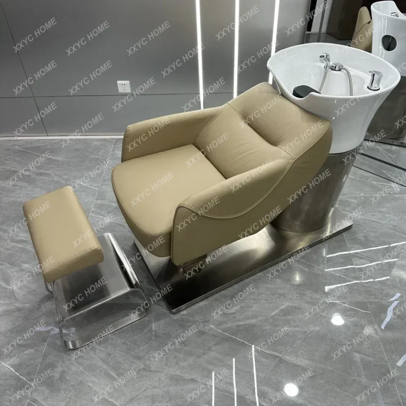 AABarber Shop Ceramic Basin Shampoo Hair Salon Semi-reclining Hair Salon Special Massage Bed