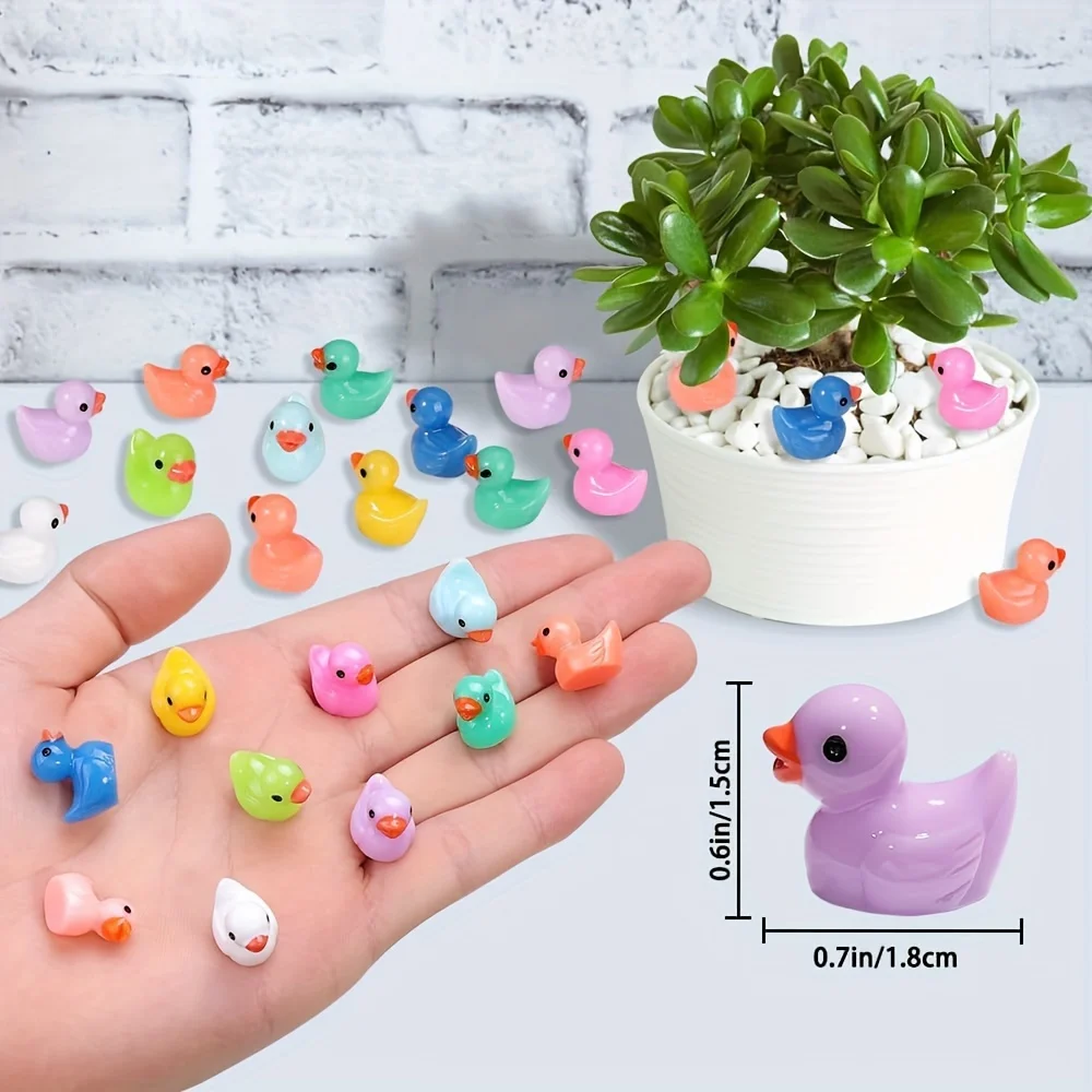 Resin Duck Doll House Decoration, Miniature Fairy tale, Garden Landscape, Potted Plant Decor, Colorful, Plastic, 40Pcs