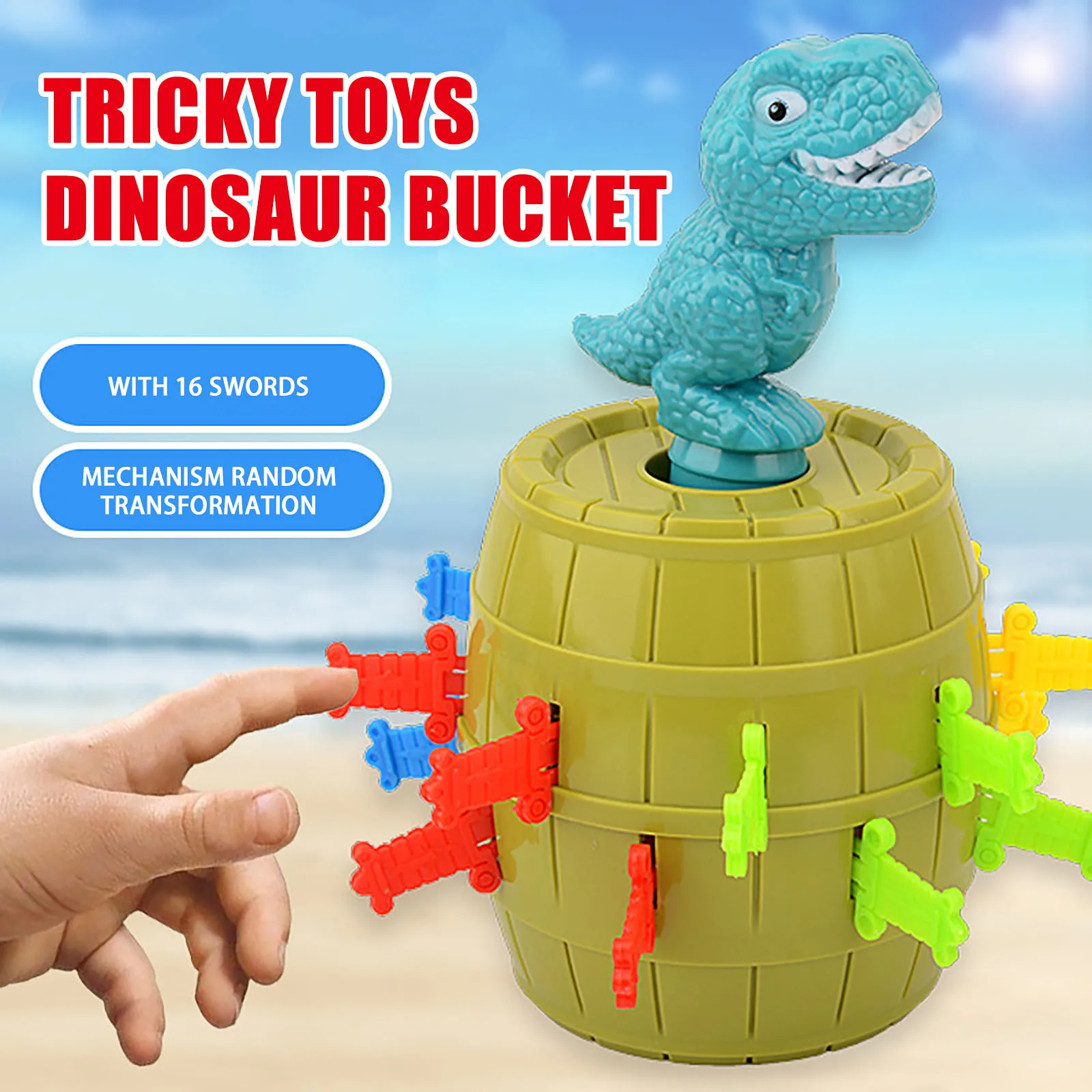 Pop Up Dinosaur Barrel Toy Dinosaur Game Novelty T-Rex Toy Tricky Spoof Fun Children Action Random Puzzle Board Game Toy for Kid