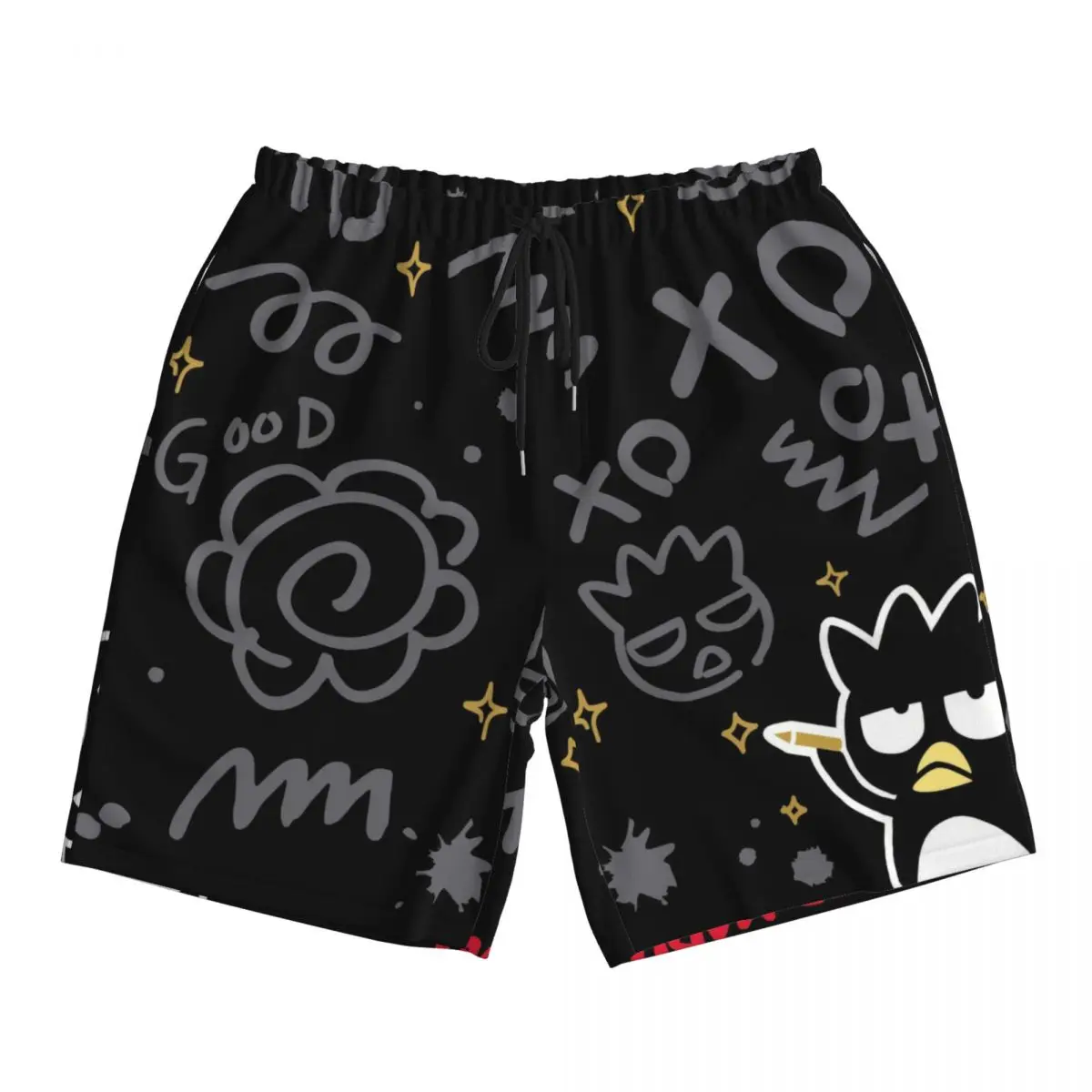 

Cartoon Cute Badtz Maru Penguin Sports Board Clothes Men's Trunks Beach Print Short Pants New Summer Men Shorts