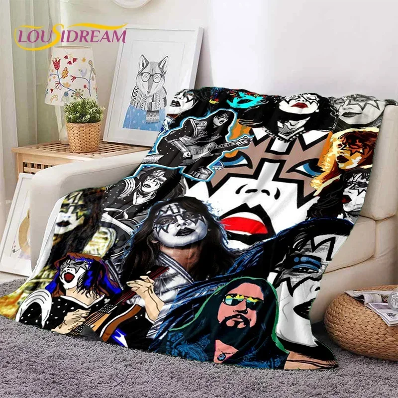 Kiss Rock Heavy Metal Band Gene Paul Soft Flannel Blanket for Bed Bedroom Sofa Picnic,Throw Blanket for Outdoor Leisure Nap Gift