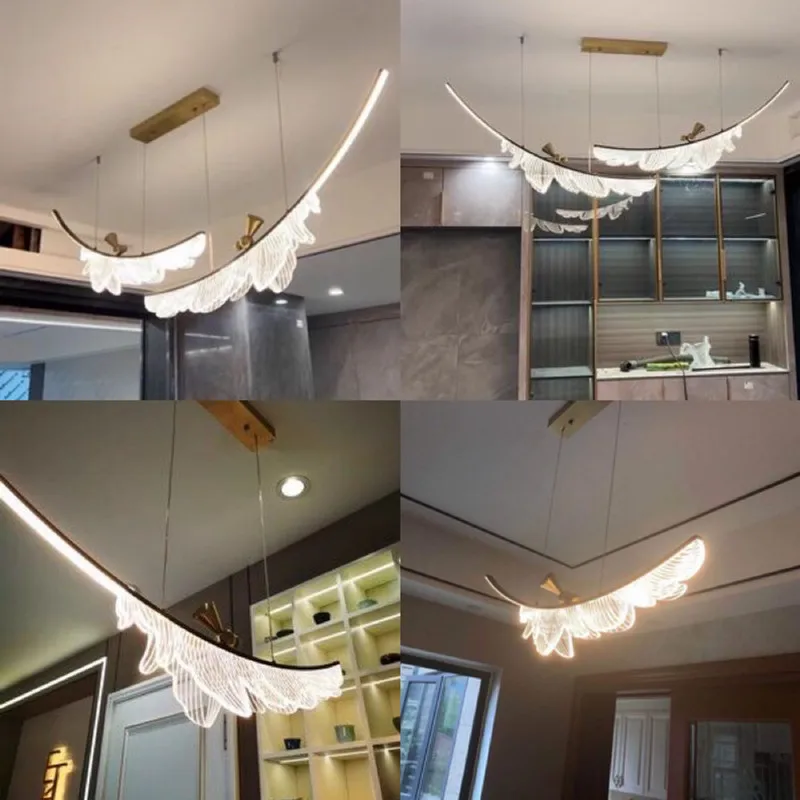 Folha em forma de lustre de teto moderna sala estar jantar interior luminária quarto lustres para sala jantar luzes casa