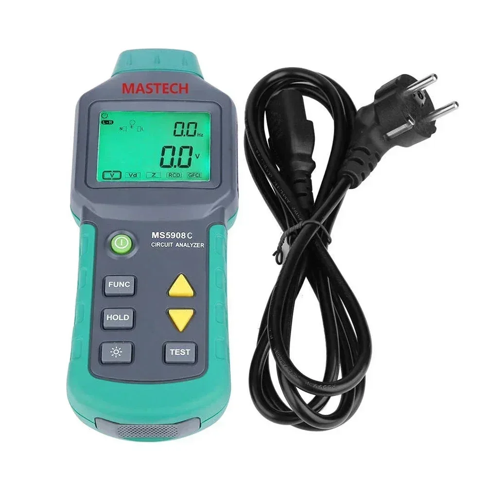 Imagem -02 - Disjuntor Mastech-lcd com Tensão Medidor Gfci Testador de Rcd Medidor Ac100240v Ms5908a Ms5908c