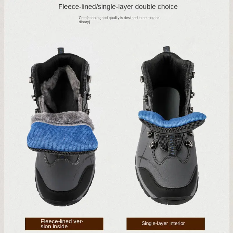 2025 Otoño e Invierno zapatos de algodón gruesos de felpa cálidos para hombres zapatos de Montañismo resistentes al desgaste antideslizantes impermeables