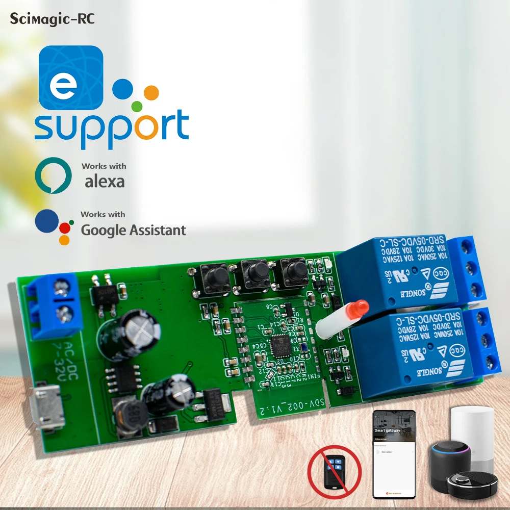 Wifi Smart Switch EWELINK 2 Channel Relay Module DC AC 220V 12V 24V 110V Motor Controller Work with Alexa Google Home