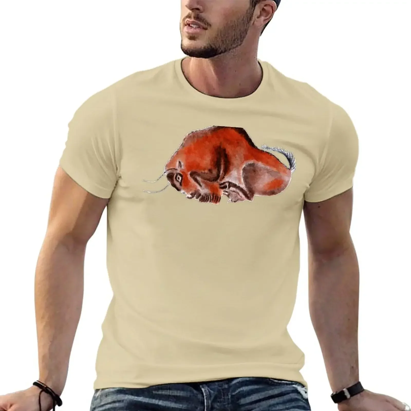 2024 summer new men t shirt Altamira Prehistoric Bison at rest T-Shirt sublime kawaii short sleeves pure cotton tops streetwear