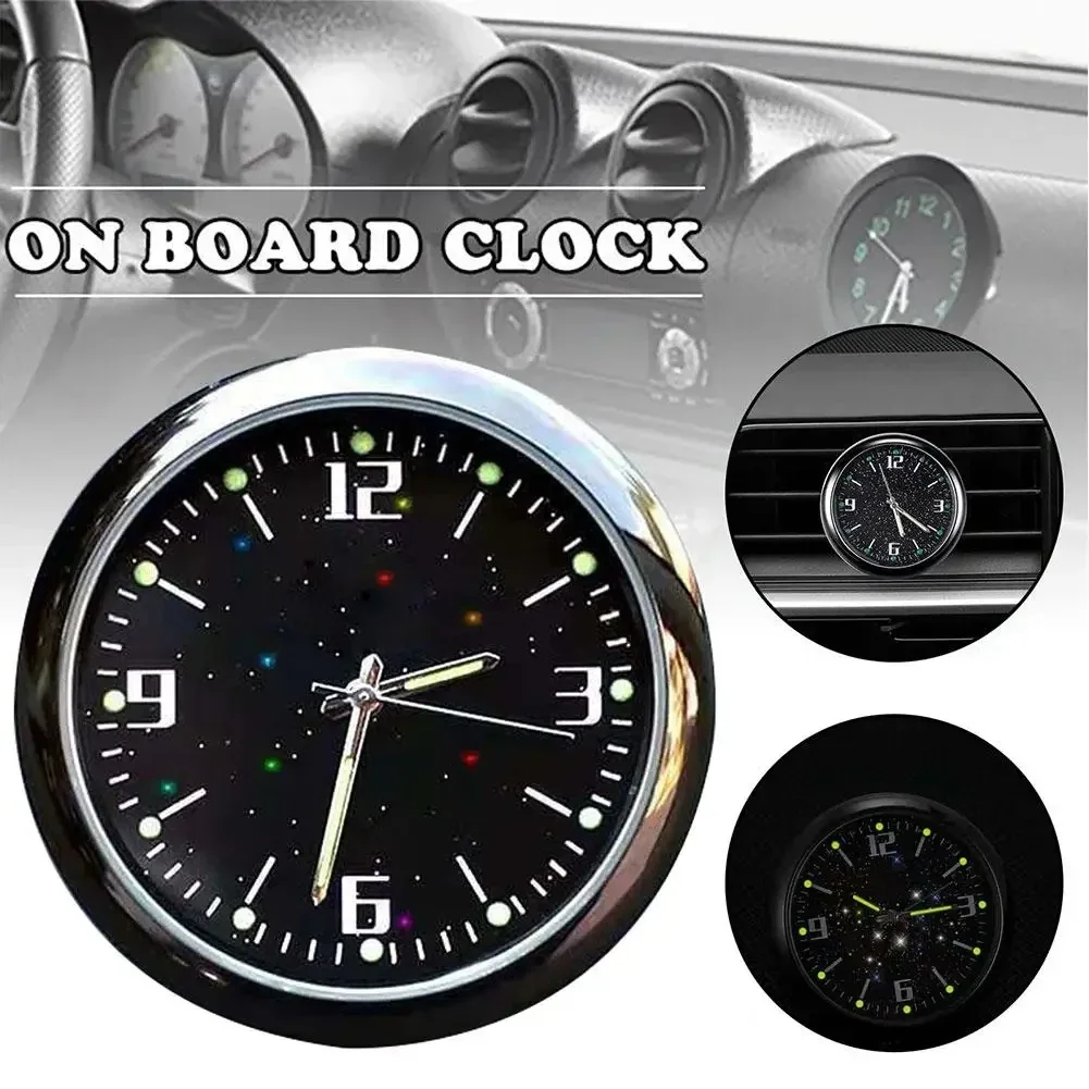 Luminous Car Clock Air Outlet Stick-On Mini Quartz Clock With Clip Auto Ornament Internal Waterproof Watch Car Accessories Gift