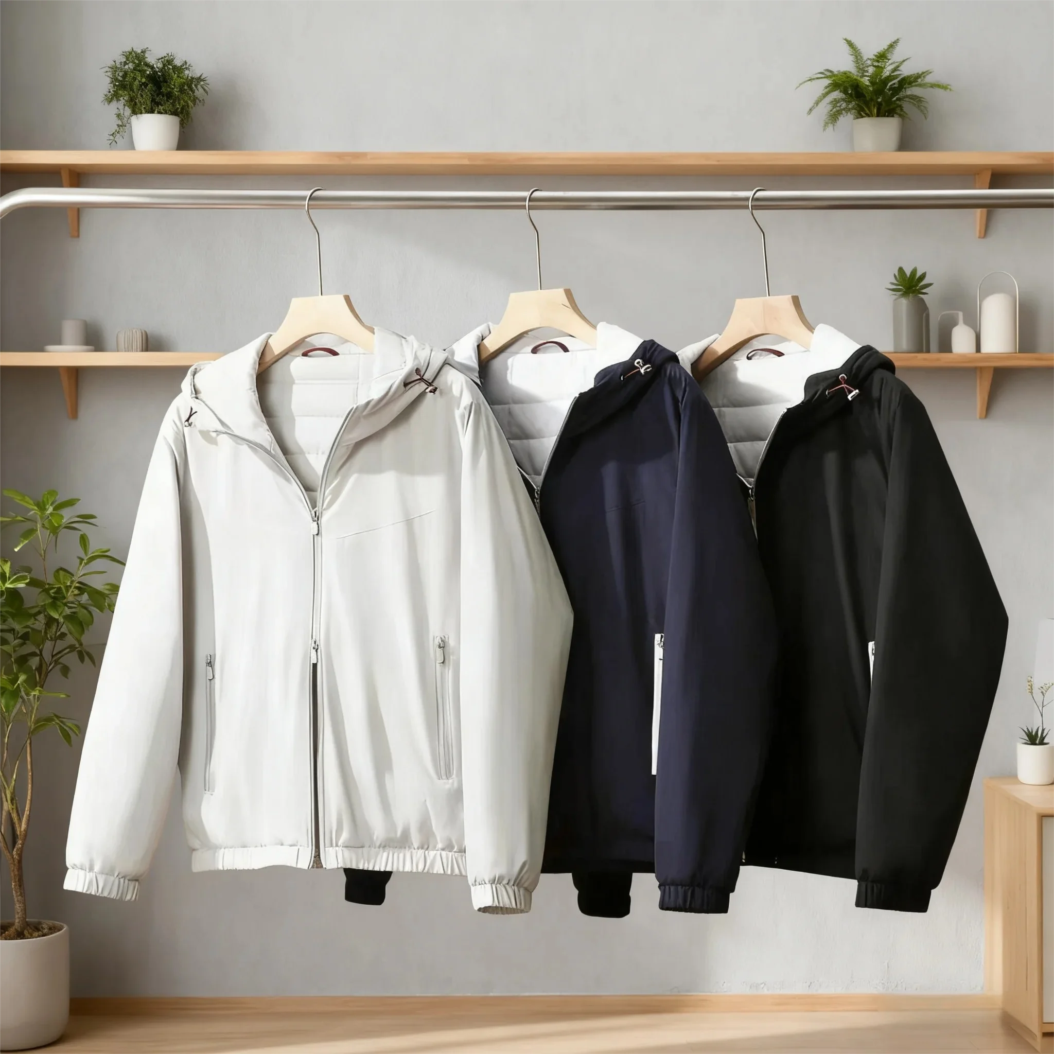 

Men's Lightweight Warm Hooded Coat with Wool & Silk Blend FillinEffortless Old Money Aesthetic