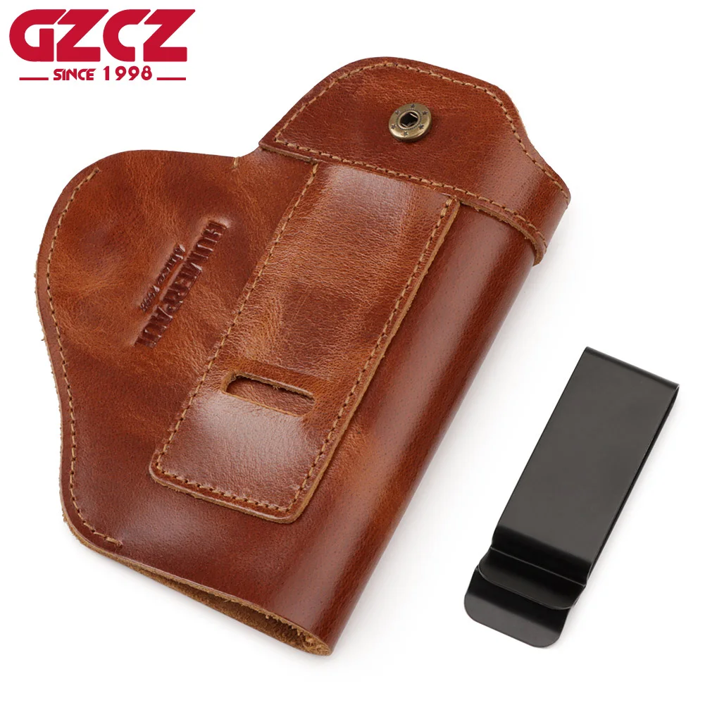 GZCZ Genuine Leather Universal Gun Cover Outdoor Tactical Leather Pistol  Holster Holster Hunting Universal Leather Case