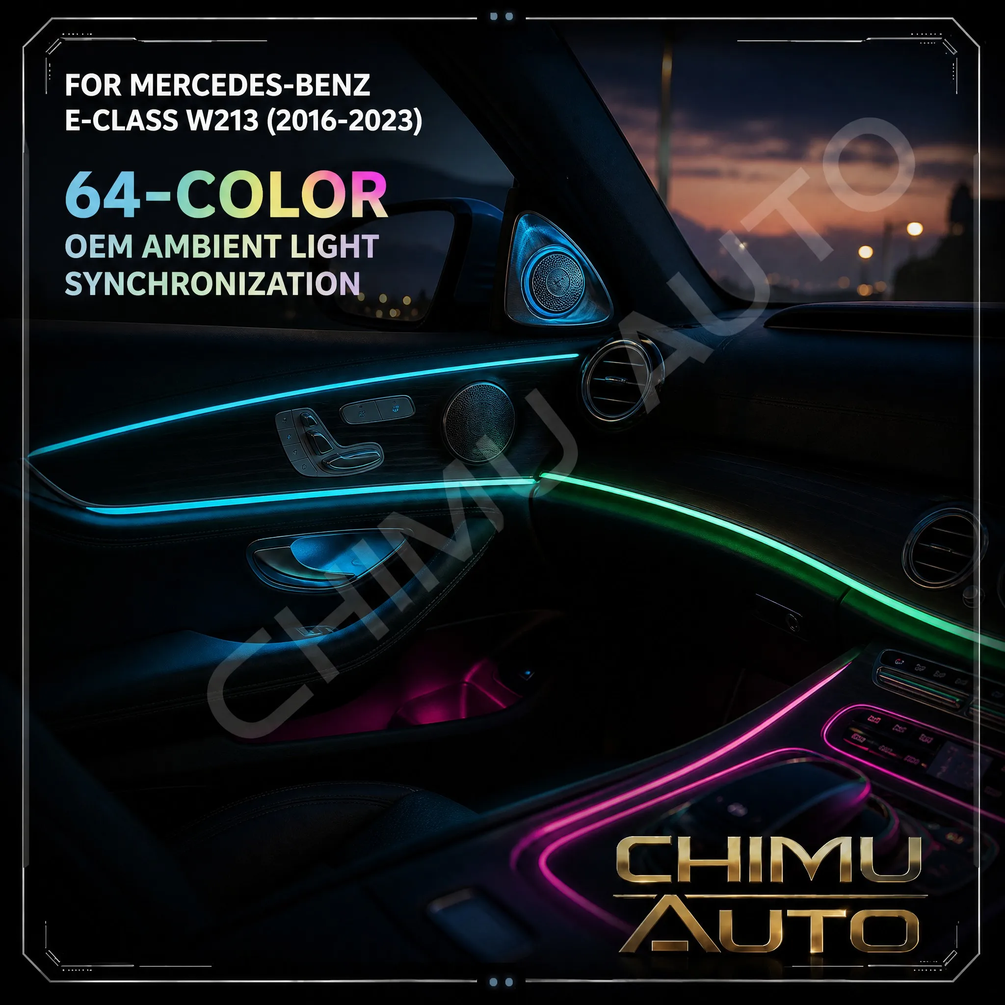 【CHIMU AUTO】For Mercedes-Benz E-Class W213 2016-2023 64 Color 3D Rotary Tweeter Ambient Light Front Door Audio Speaker Cover