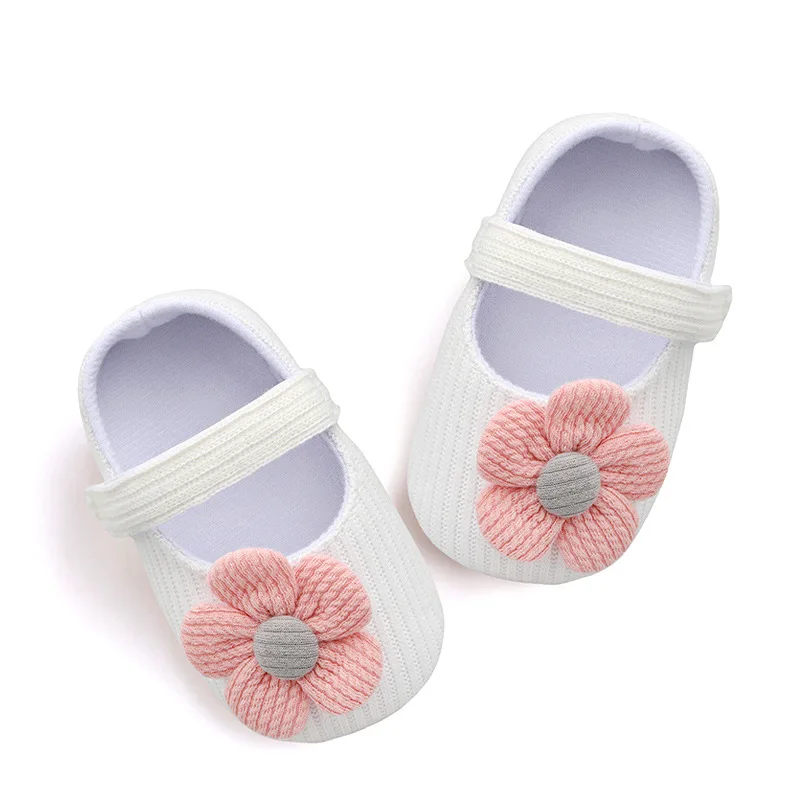 Baby Girls Anti-Slip Shoes Knitted Floral Prewalkers Toddler Girls First Walkers Infant Soft Sole Shoes 0-12M