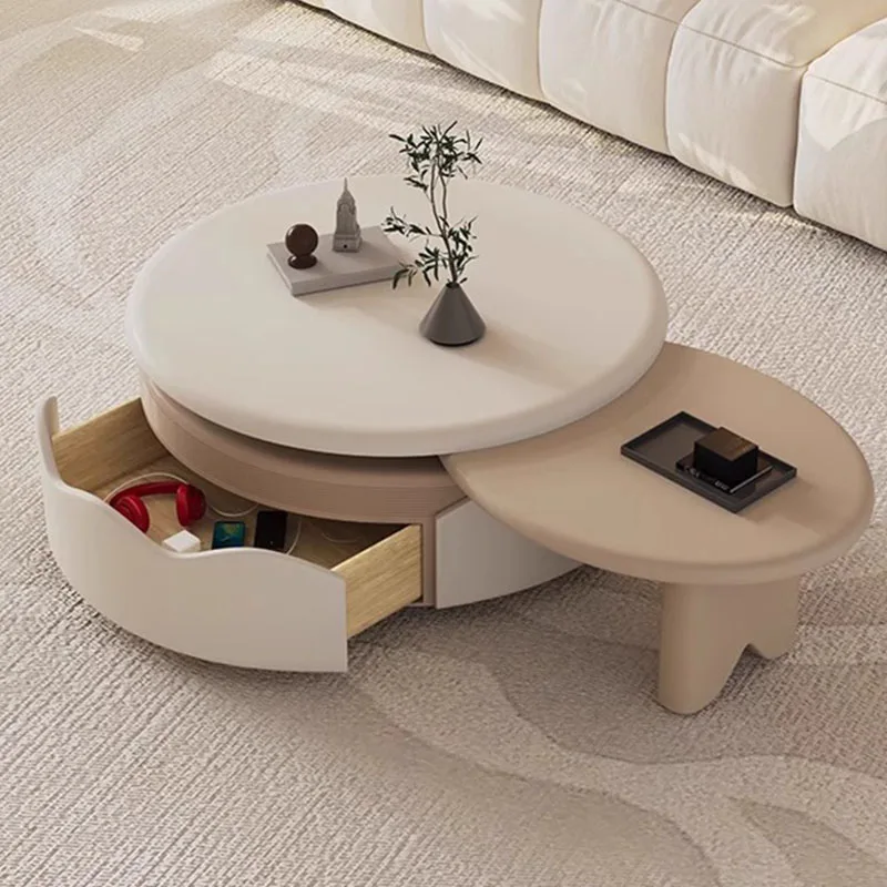 Drawers Nordic Coffee Table Wood Small Designer Modern Round Coffee Table Living Room Apartamento Mesita Auxiliar Furniture