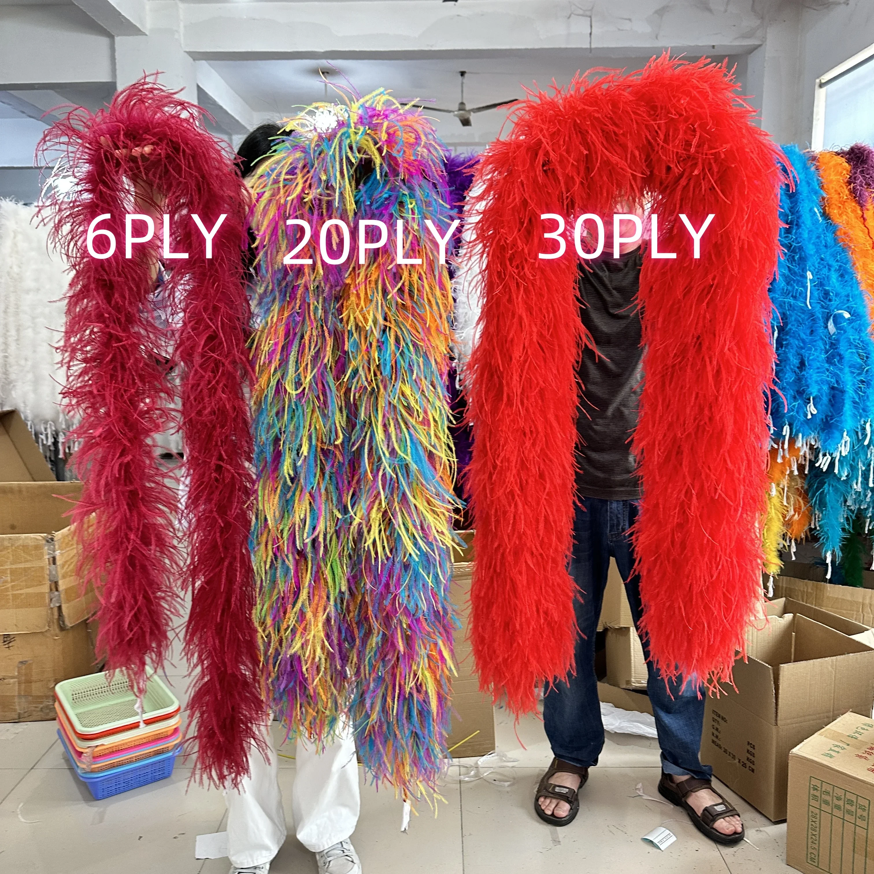 10-35ply Natural Ostrich Feathers Boa Fluffy Coat Shawl Scarf for Wedding Party Dress Carnival Costume Decoration Plumes Crafts