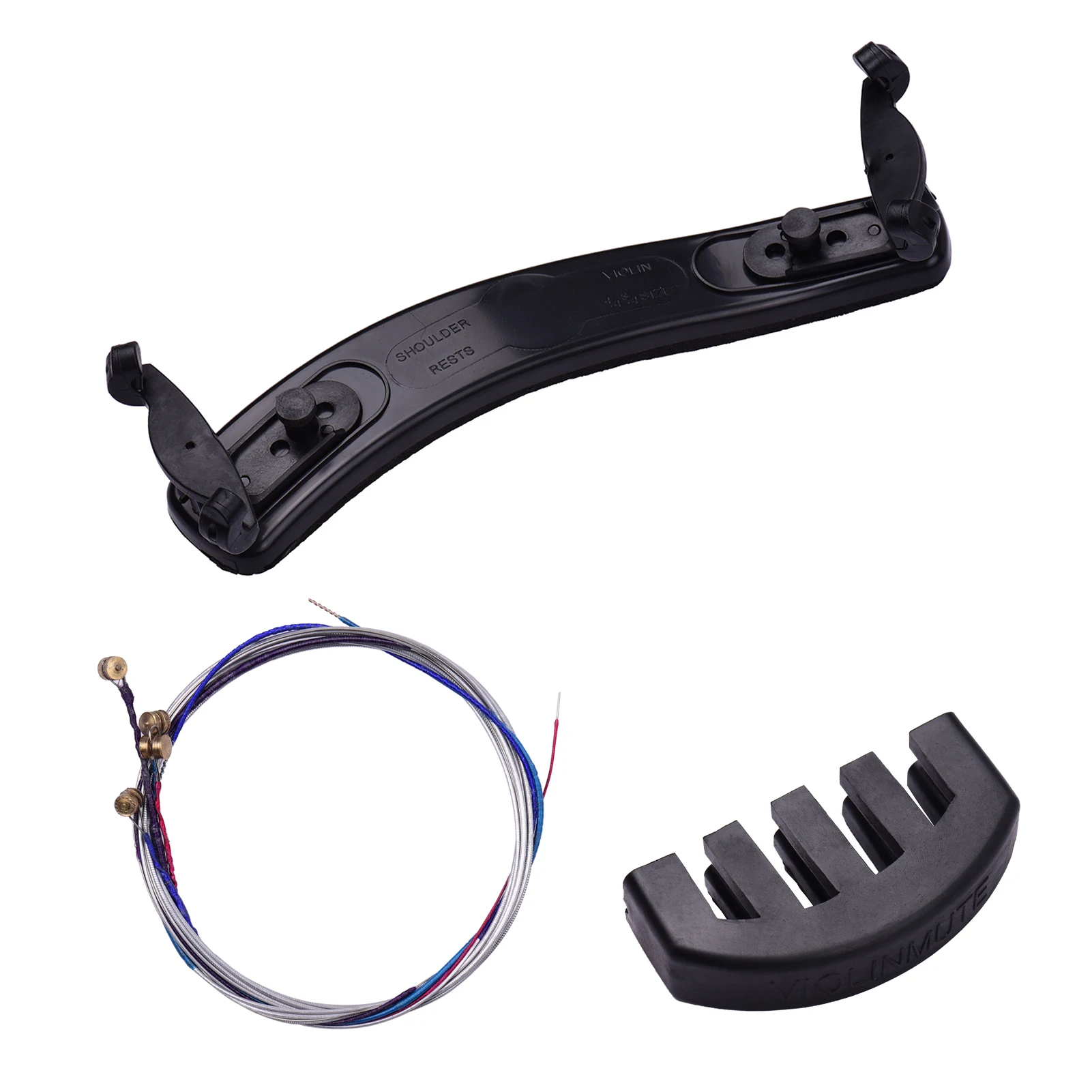 

Violin Shoulder Rest Mute Strings Set Replacement Kit, Black, Rubber & Stainless Steel, 20*6.8*1cm Shoulder Rest, 5.3*2.6*1.2cm