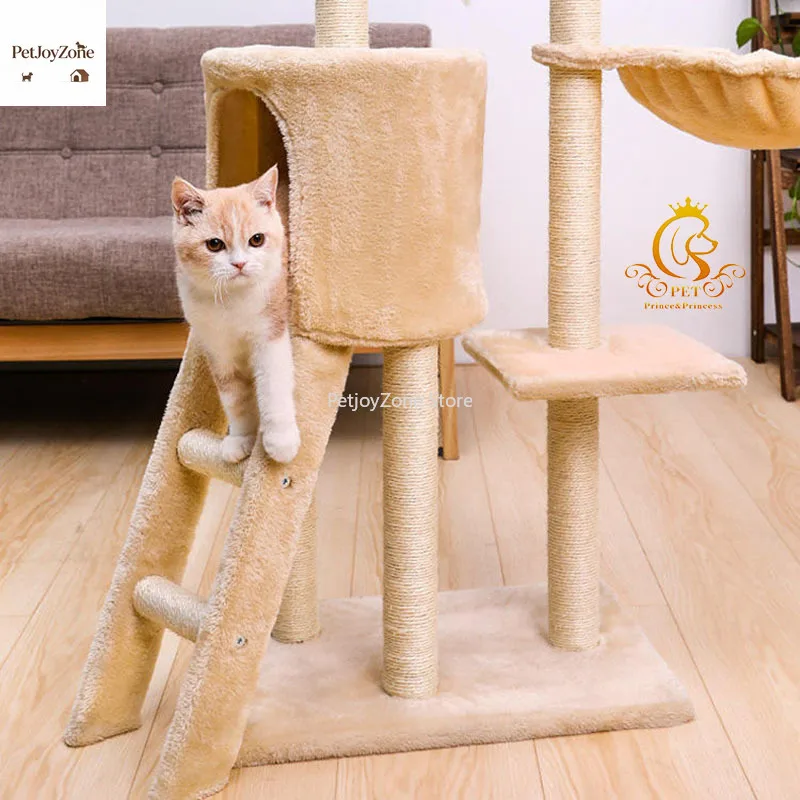

PetJoyZone High Quality Cat Tower Climbing Frame Sisal Scratching Cat Board Encourages Jumping And Climbing Cat Tree House