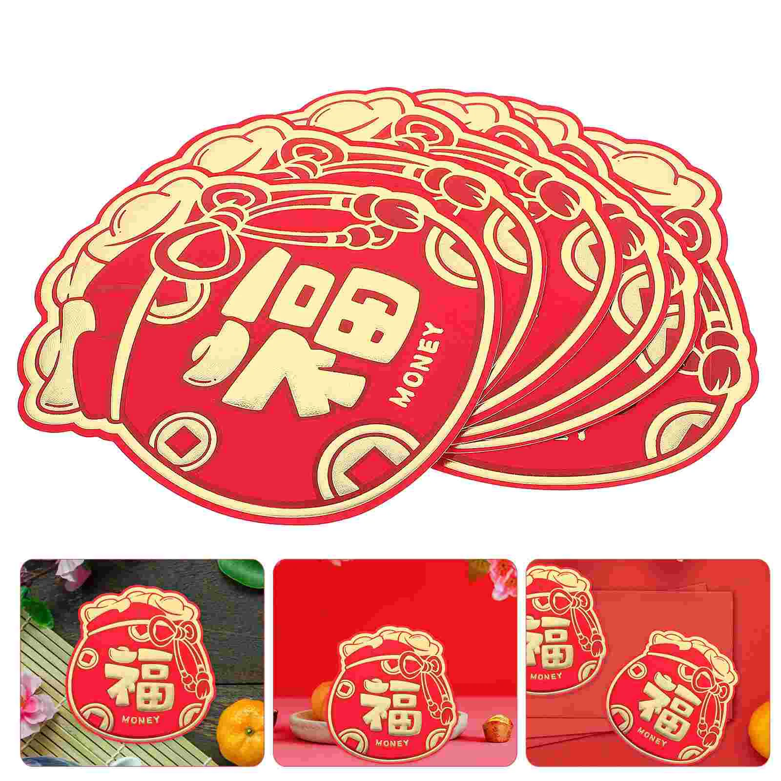 6 Pcs Hot Stamping Red Envelope New Year Paper Chinese Luck Money Bag Envelopes Cute Lunar Lucky