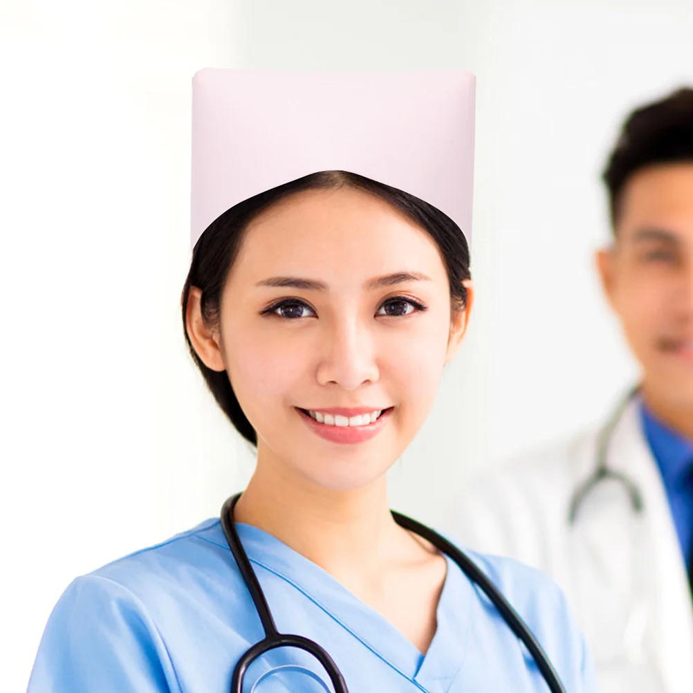 Chapeau d'infirmière en coton rose, 2 pièces, casquette de gommage médical, confortable et respirante pour les étudiants en soins infirmiers, événements scolaires, jeu de rôle