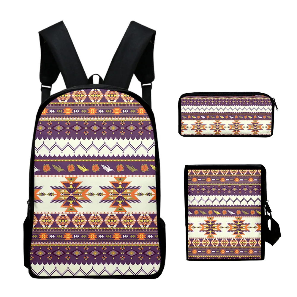 Harajuku Novelty Cool Aztec 3D Print 3pcs/Set pupil School Bags Laptop Daypack Backpack Inclined shoulder bag Pencil Case