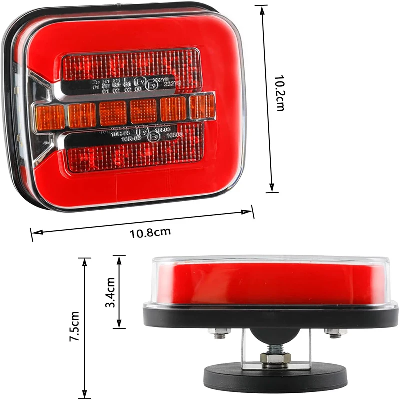 Yuanjoy 2pcs Wireless Led Rear Light 12/24v Caravans Lorry Universal Signal Warning Brake Light With Magnets 7 Pin Plug