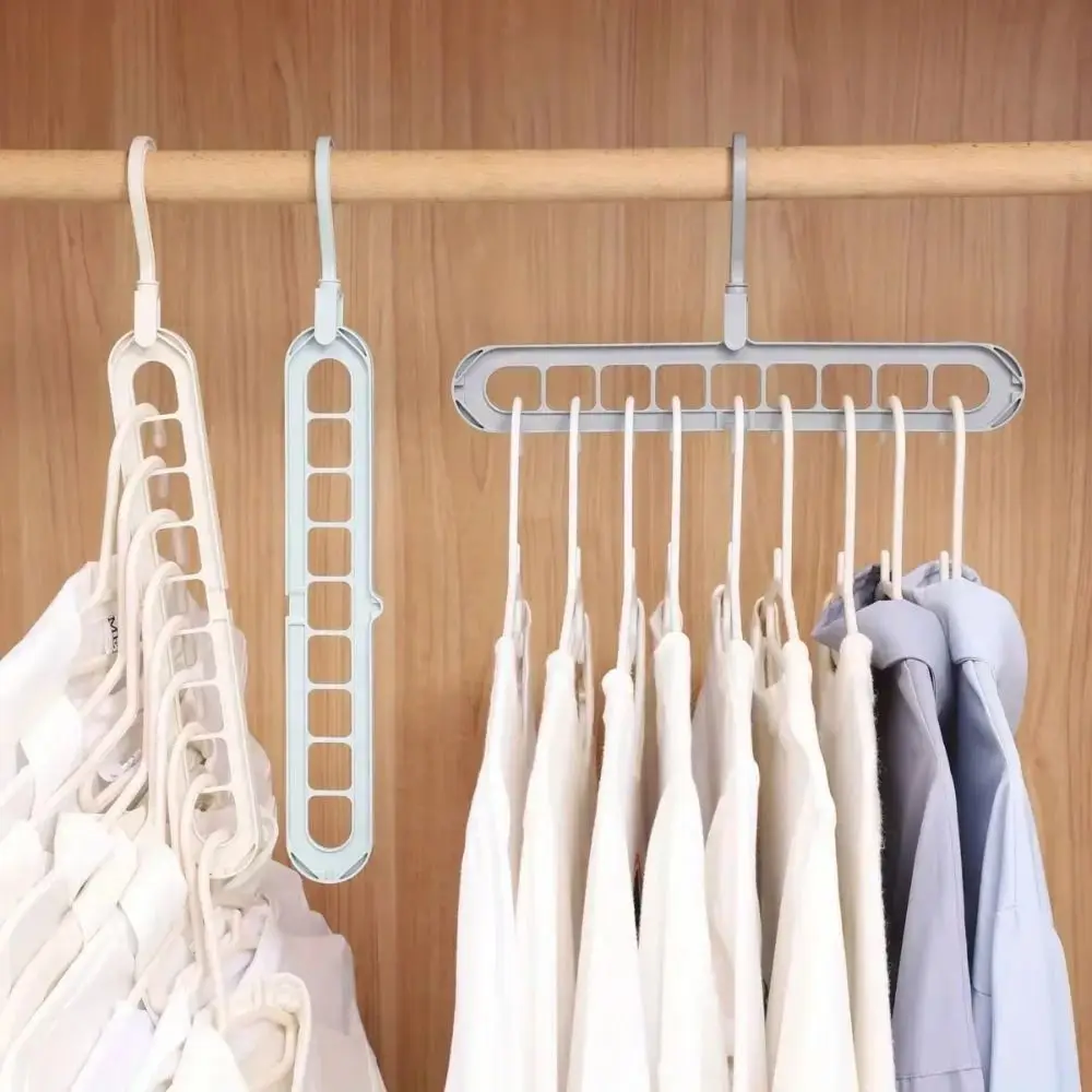 9-Hole Wardrobe Storage Rack Folding Anti-slip Clothes Drying Rack Multifunctional 360 Degree Rotation Foldable Clothes Hanger
