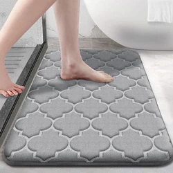 Simple flannel carpet furry embossed bathroom absorbent floor mat thickened shower room non-slip foot mat entrance mat