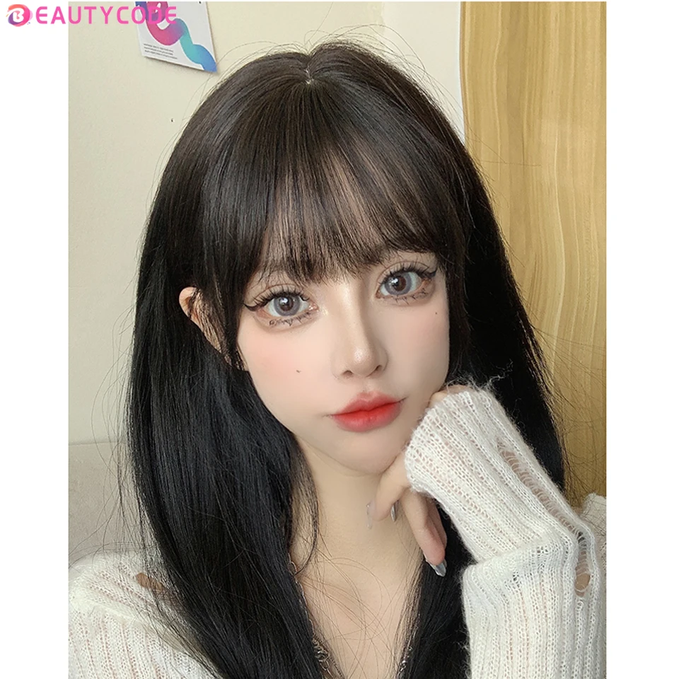 BeautyEnter Synthetic hair Bangs Hair Extension Fake Fringe hair clip on bangs Light Brown HighTemperature wigs