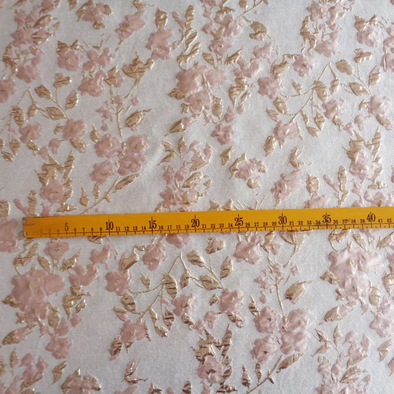 Brocade Embossed Jacquard Fabric Gold Silk Flower Design Sewing Material Cheongsam Dress Garment Fabric Sold By Meter