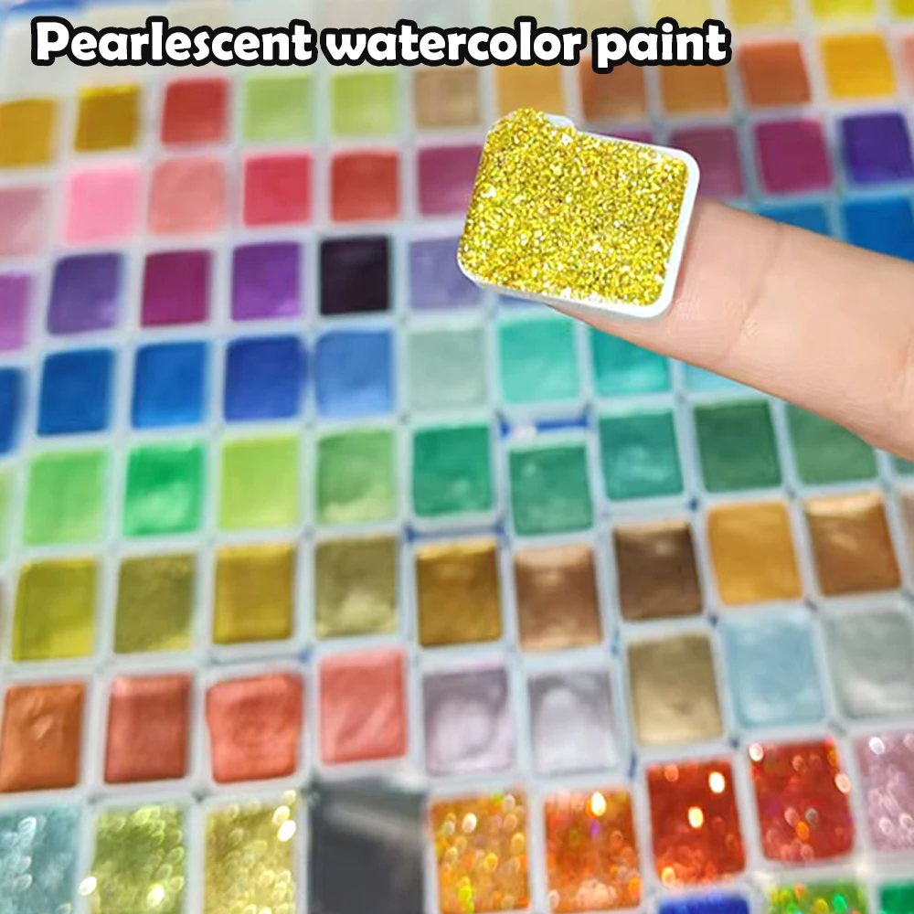 

120 Colors Solid Watercolor Paint Set, Sparkling Pearlescent Colors, Perfect Travel Watercolor Set for Artists, Hobbyists and Pa