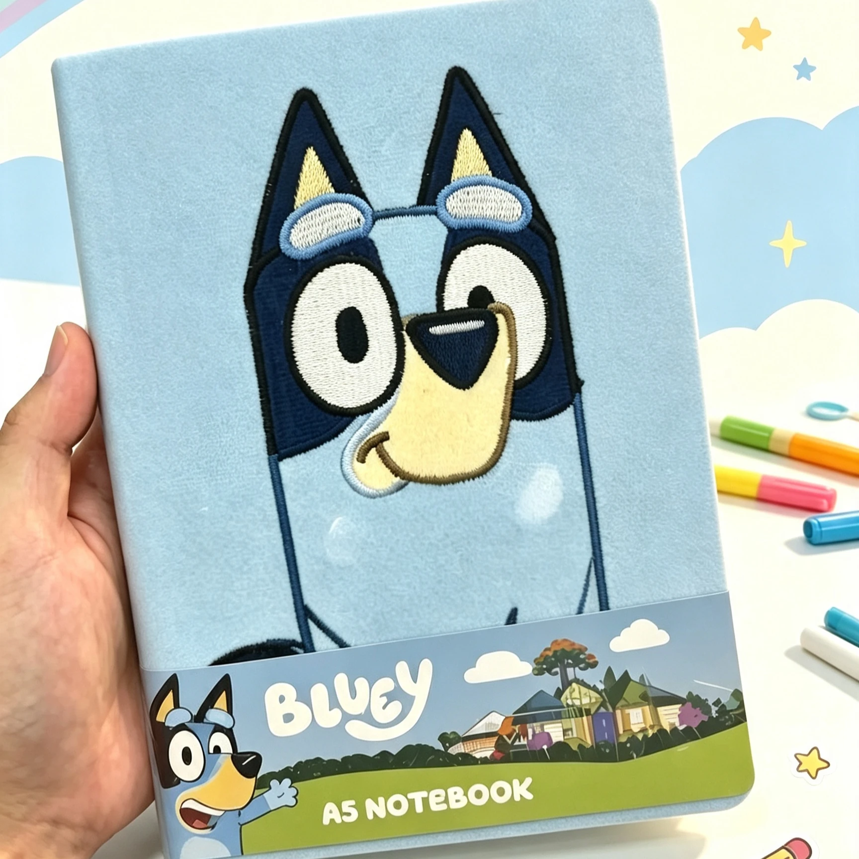 Libro de Colorear DIY de 6/12 Piezas con Diseño de Cachorro Bluey Heeler, Libro de Dibujo de Tela Colorida para Fiestas, con Dibujos Animados