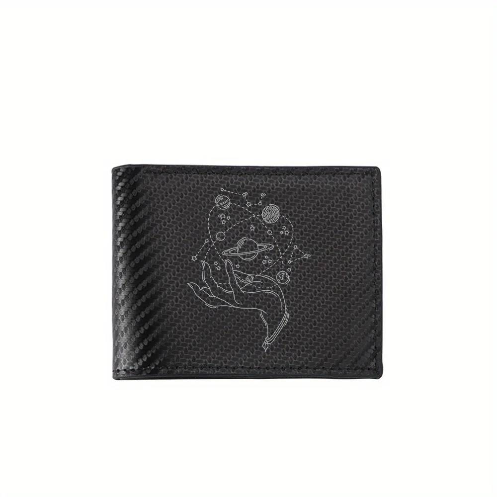 Hand holding space,stars,planets Men's Wallets Simple Business Modern Stylish Printing Design Gifts For Father Boyfriend Christm