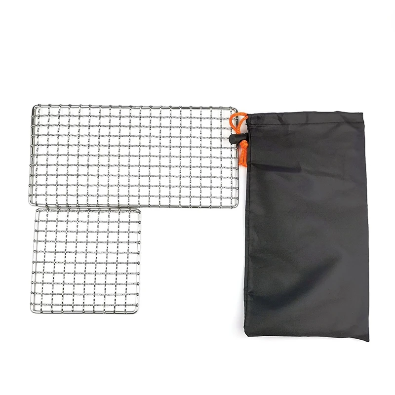 Square Stainless Steel Barbecue Mesh Simple Firewood BBQ Grill Outdoor Tools Friction Resistance